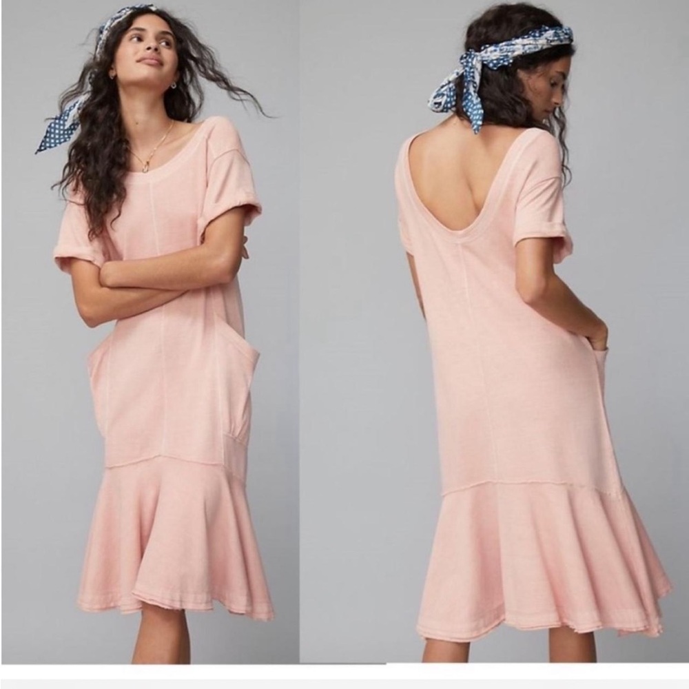 Anthropologie dusty peachy pink Midi Dress XS